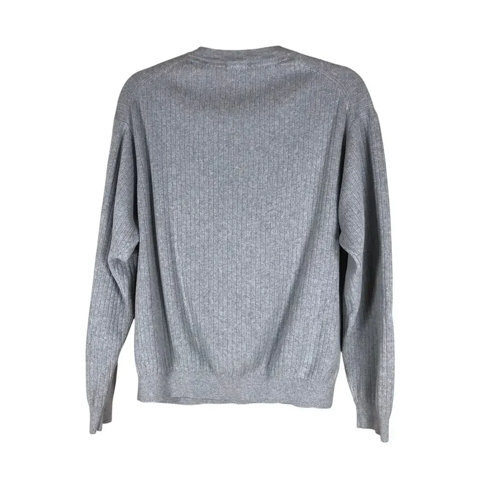 Cutter & Buck Sweater Men’s Large Gray V-Neck Preppy Casual Pullover Cotton
